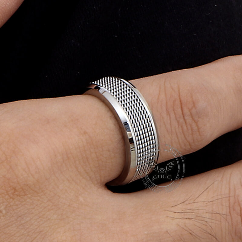 Simple Woven Mesh Design Ring in Stainless Steel