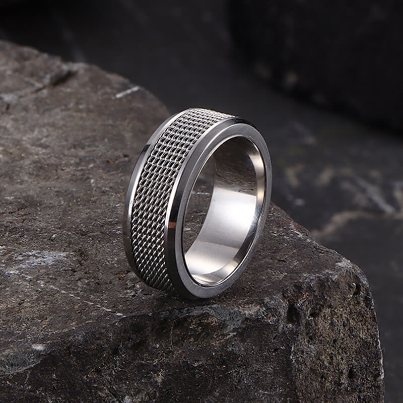 Simple Woven Mesh Design Ring in Stainless Steel