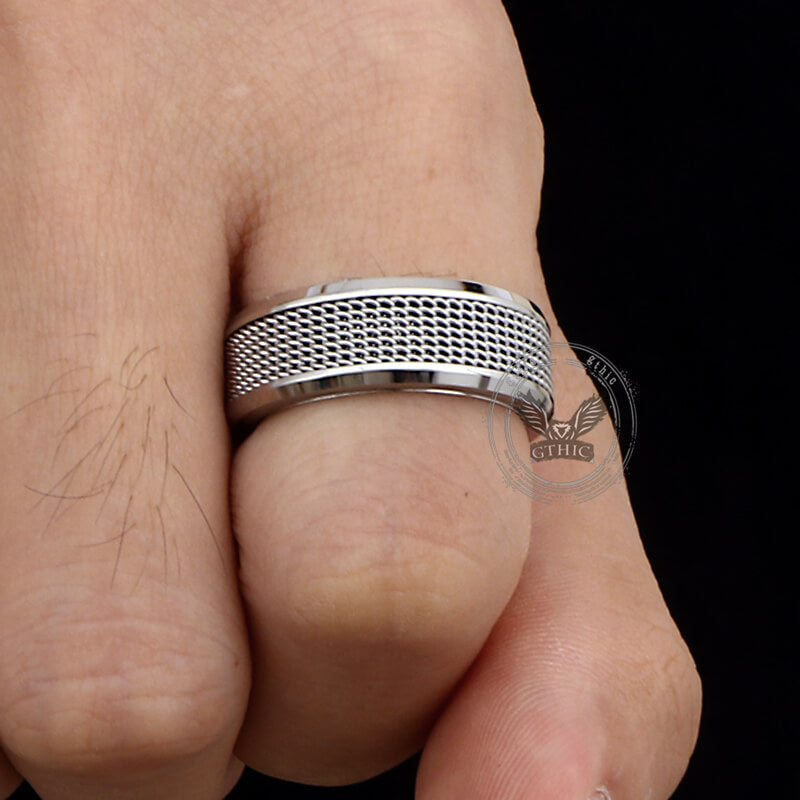 Simple Woven Mesh Design Ring in Stainless Steel