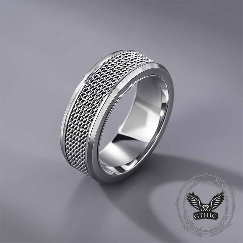 Simple Woven Mesh Design Ring in Stainless Steel