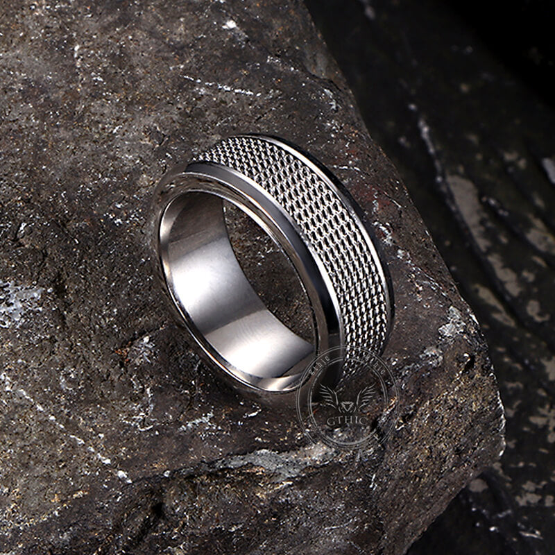 Simple Woven Mesh Design Ring in Stainless Steel