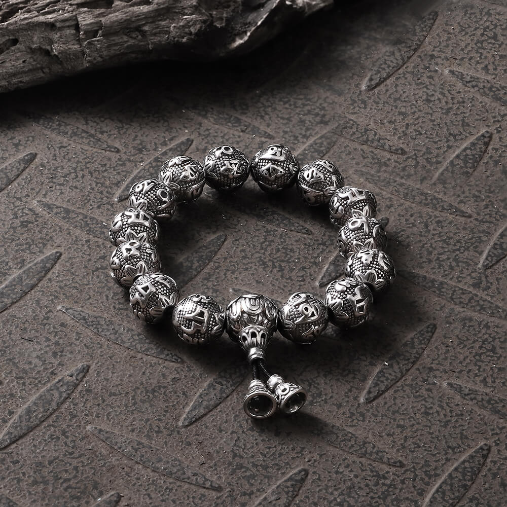 Six-character Mantra Bracelet in Stainless Steel