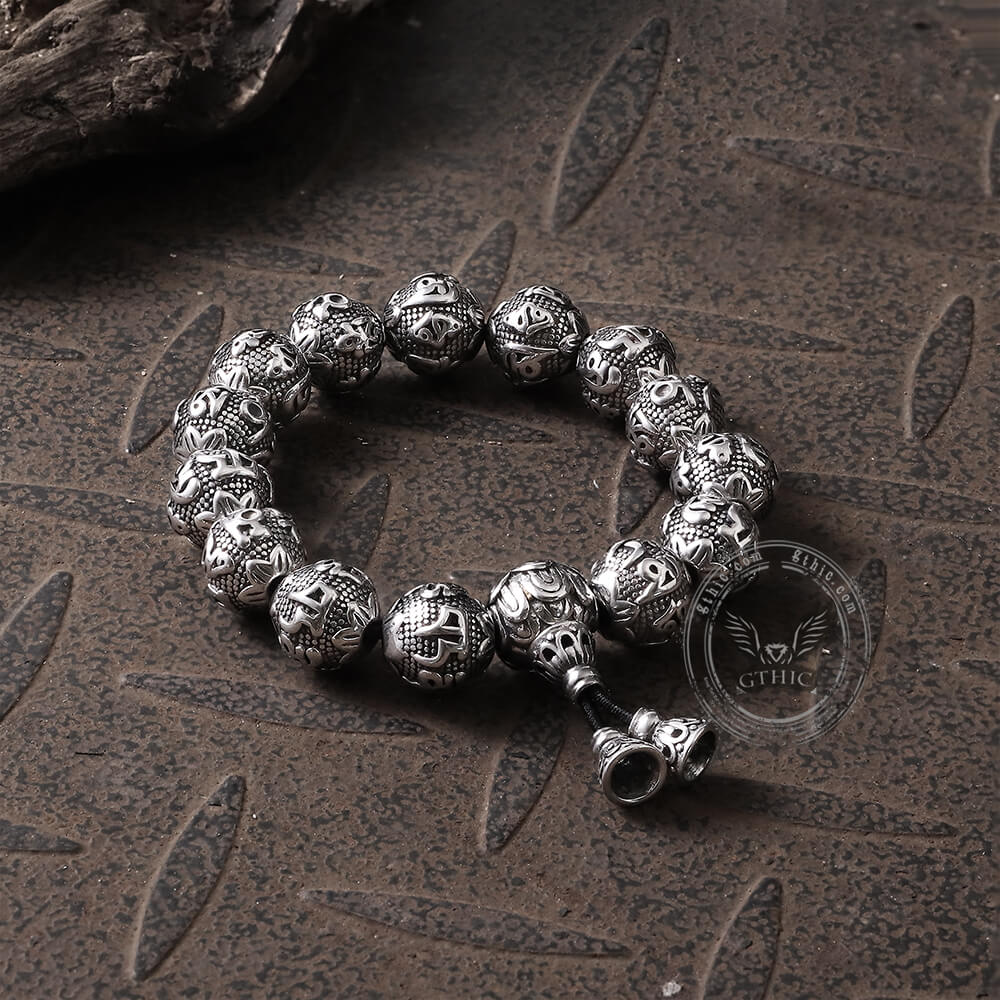 Six-character Mantra Bracelet in Stainless Steel