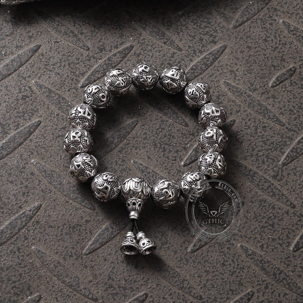 Six-character Mantra Bracelet in Stainless Steel