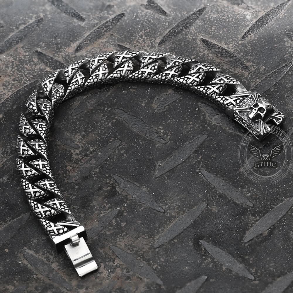 Skull and Cross Bracelet in Stainless Steel