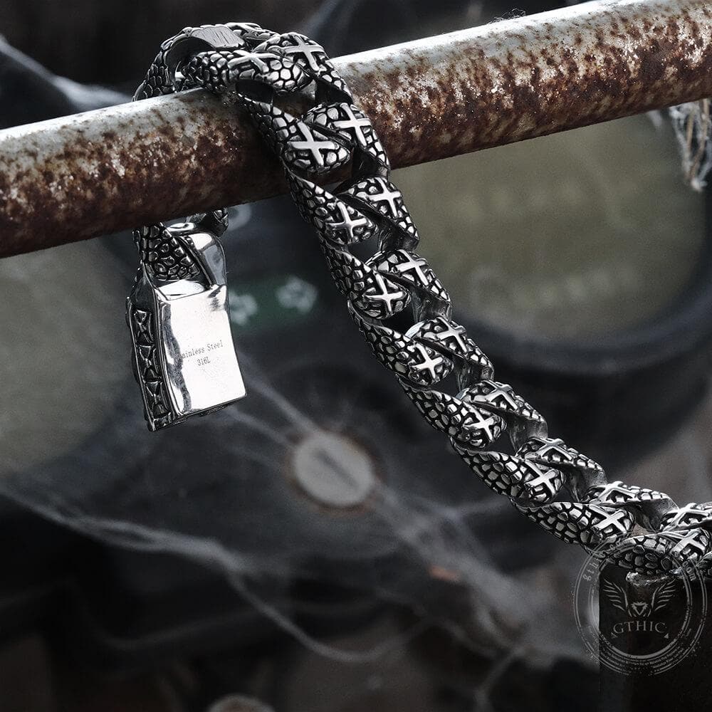 Skull and Cross Bracelet in Stainless Steel