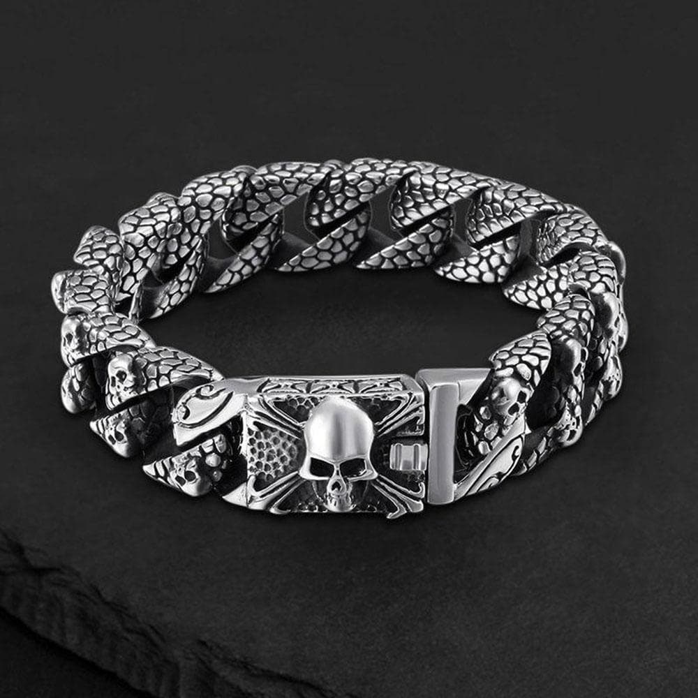 Skull and Cross Bracelet in Stainless Steel
