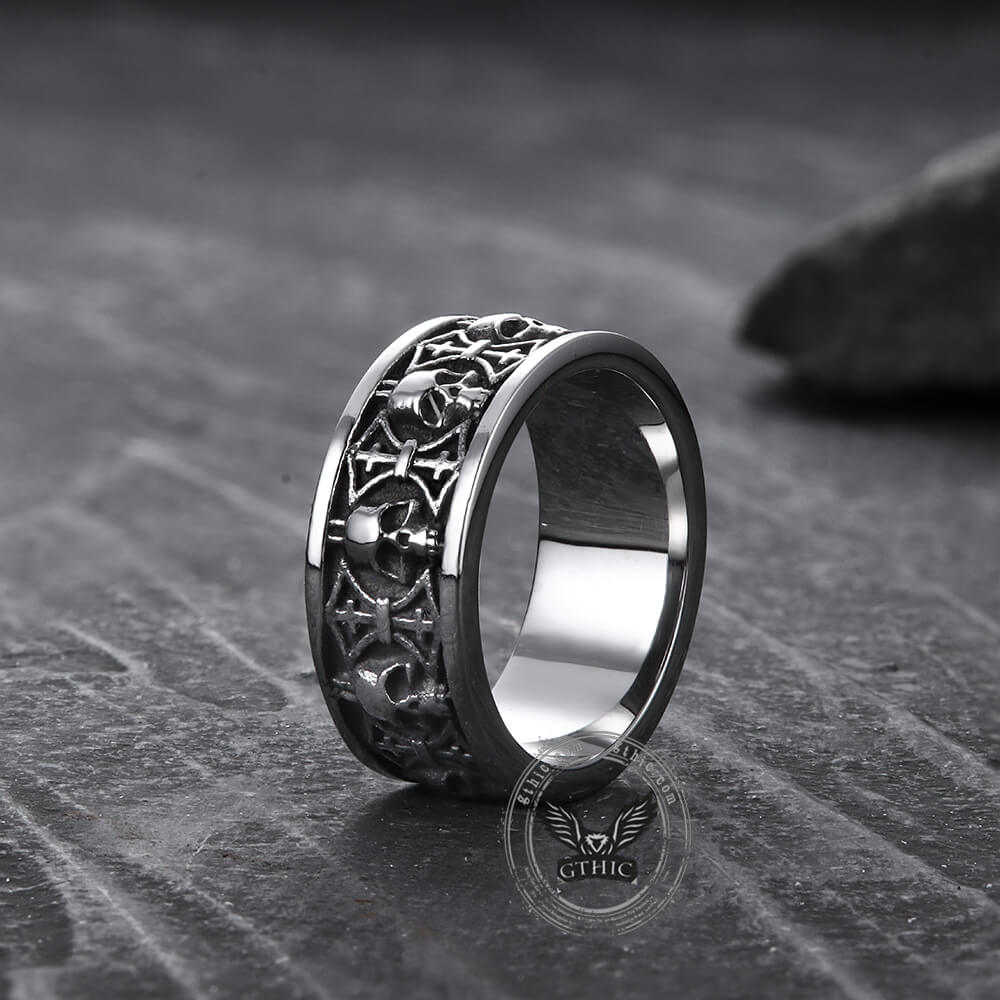 Skull Badass Stainless Steel Band Ring