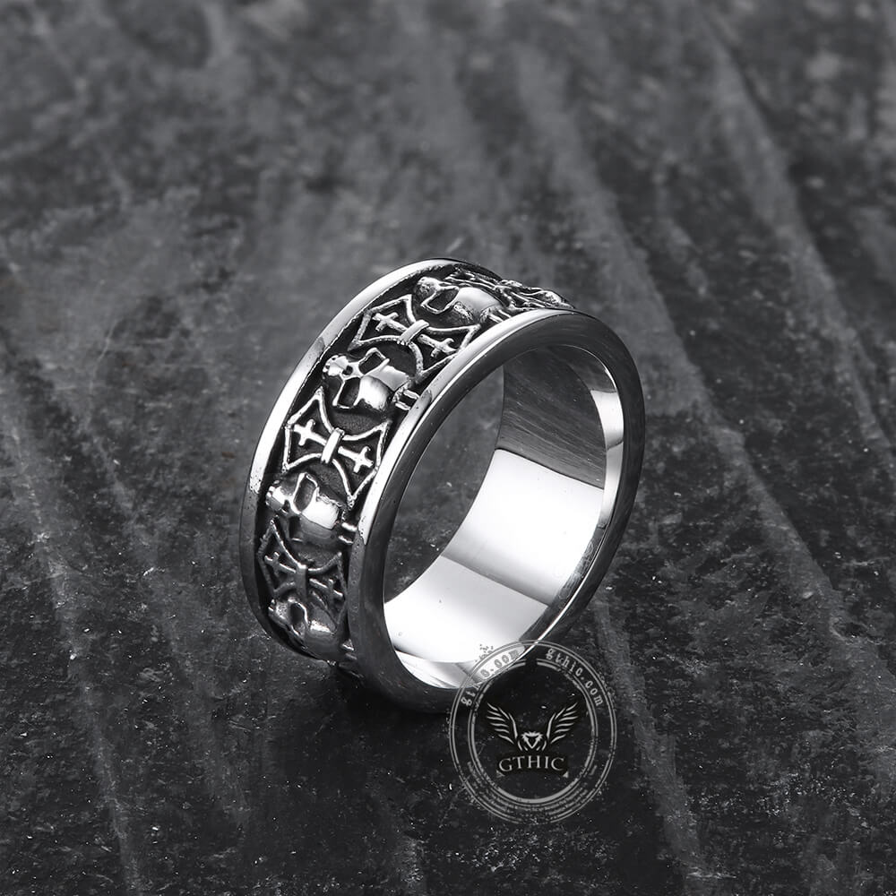 Skull Badass Stainless Steel Band Ring