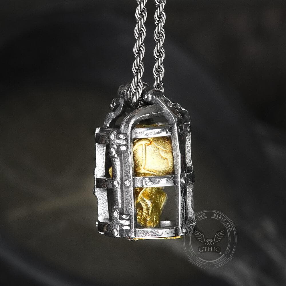 Skull Cage Pendant in Stainless Steel