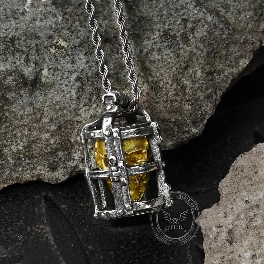 Skull Cage Pendant in Stainless Steel