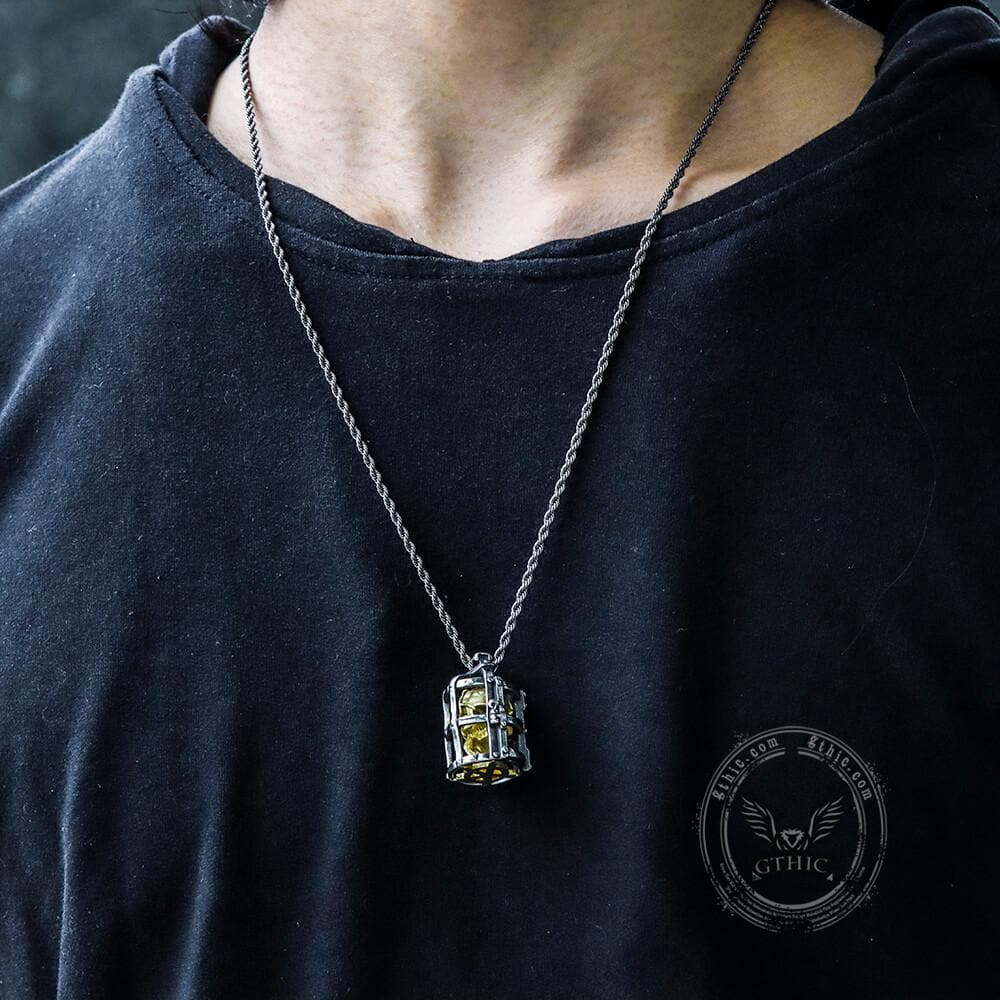 Skull Cage Pendant in Stainless Steel
