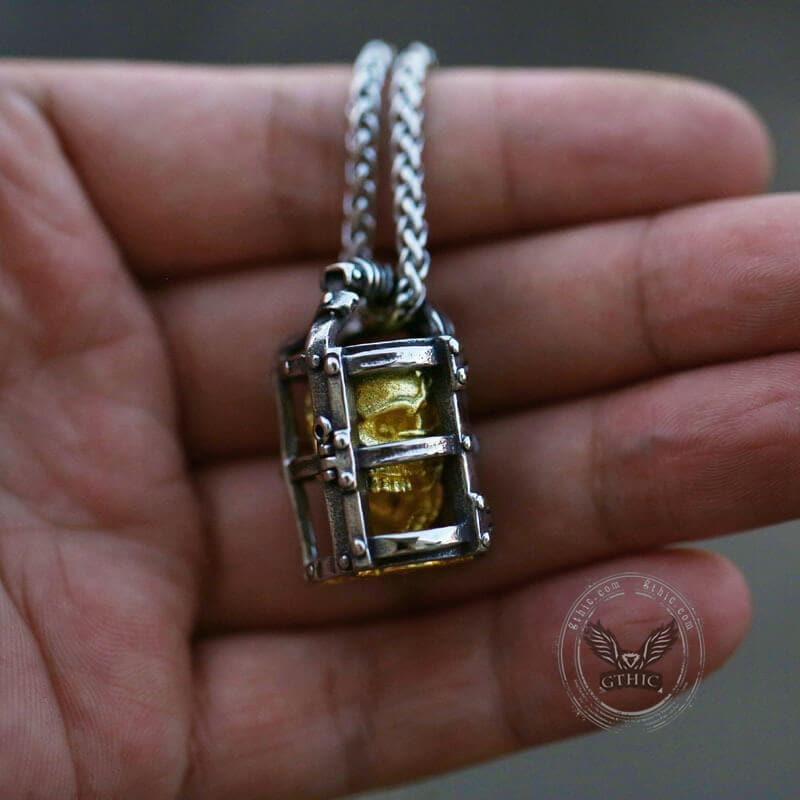 Skull Cage Pendant in Stainless Steel