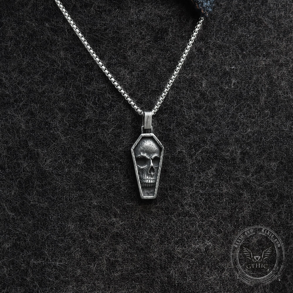 Skull Coffin Pendant in Stainless Steel