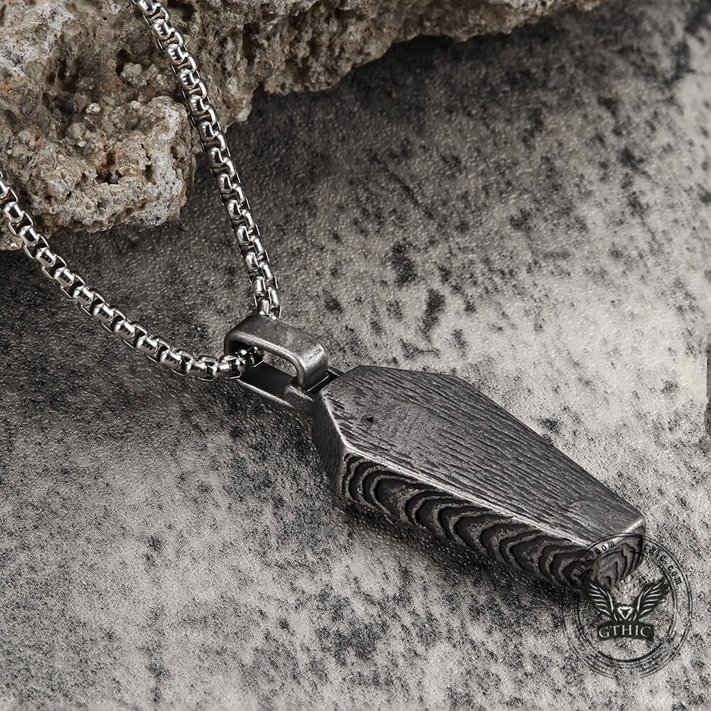 Skull Coffin Pendant in Stainless Steel
