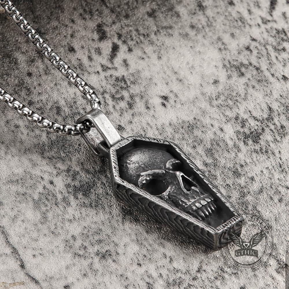 Skull Coffin Pendant in Stainless Steel