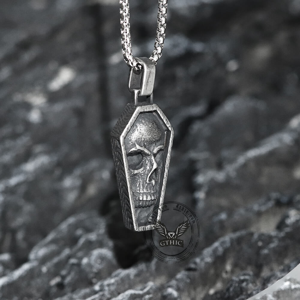 Skull Coffin Pendant in Stainless Steel