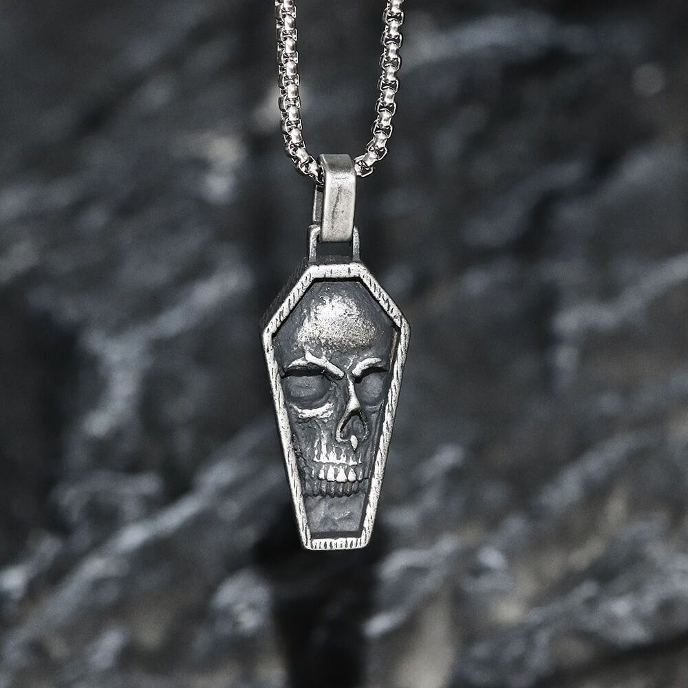 Skull Coffin Pendant in Stainless Steel