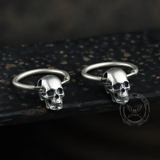 Skull Head Earring in Sterling Silver