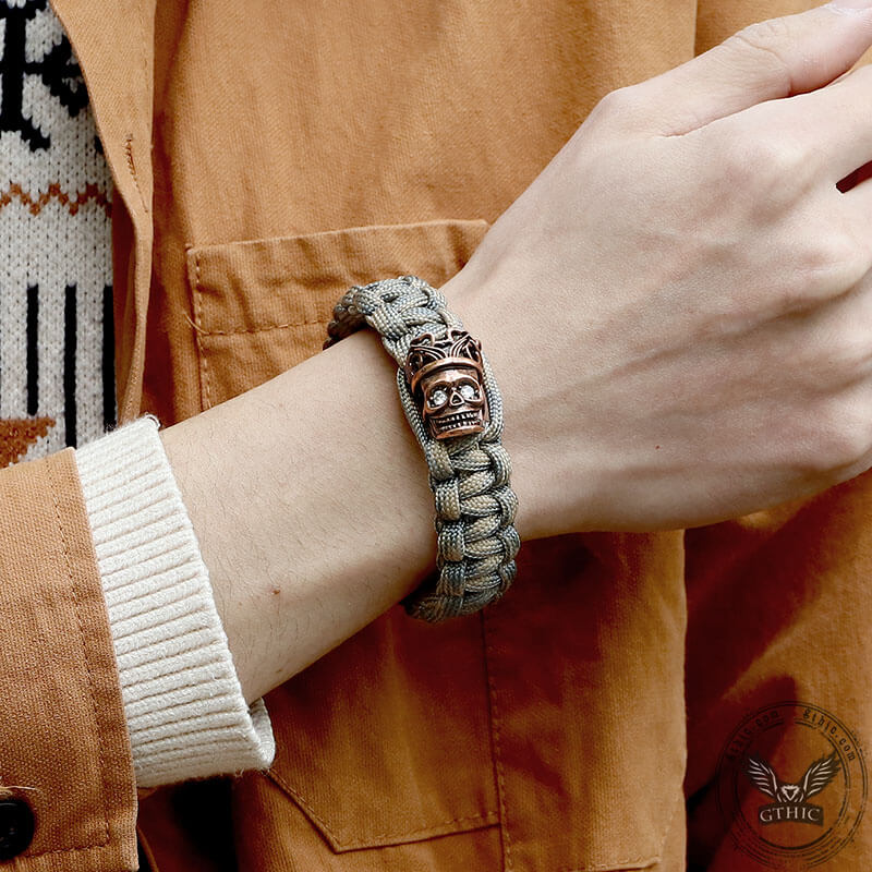 Skull King Crown Alloy Paracord Bracelet