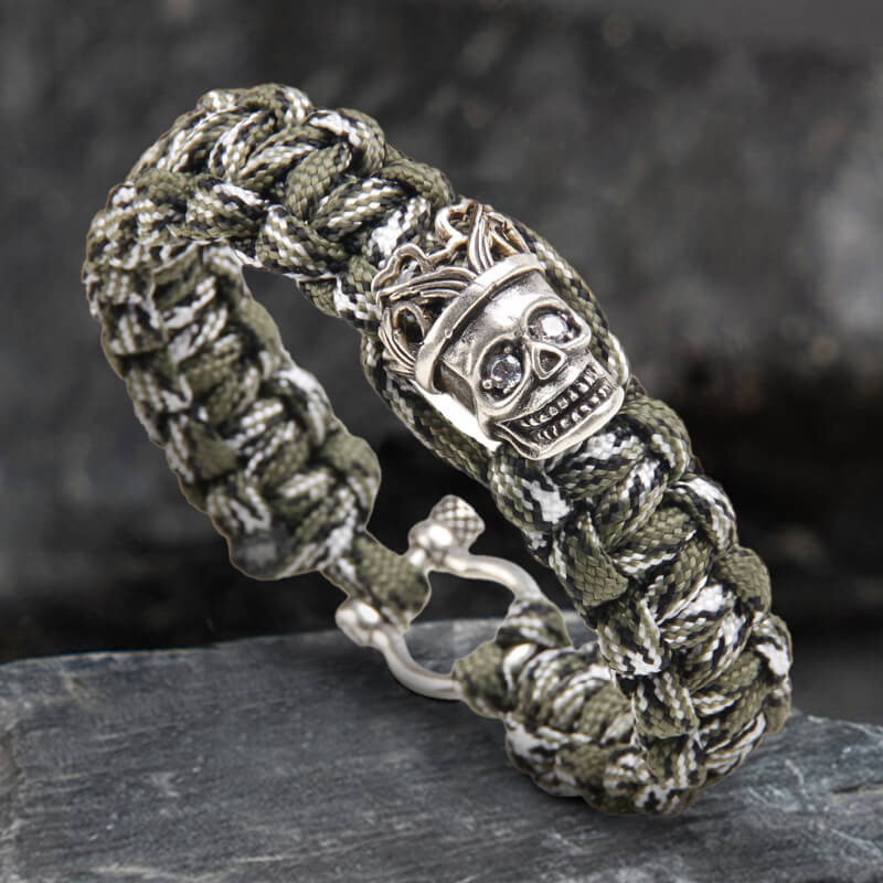 Skull King Crown Alloy Paracord Bracelet