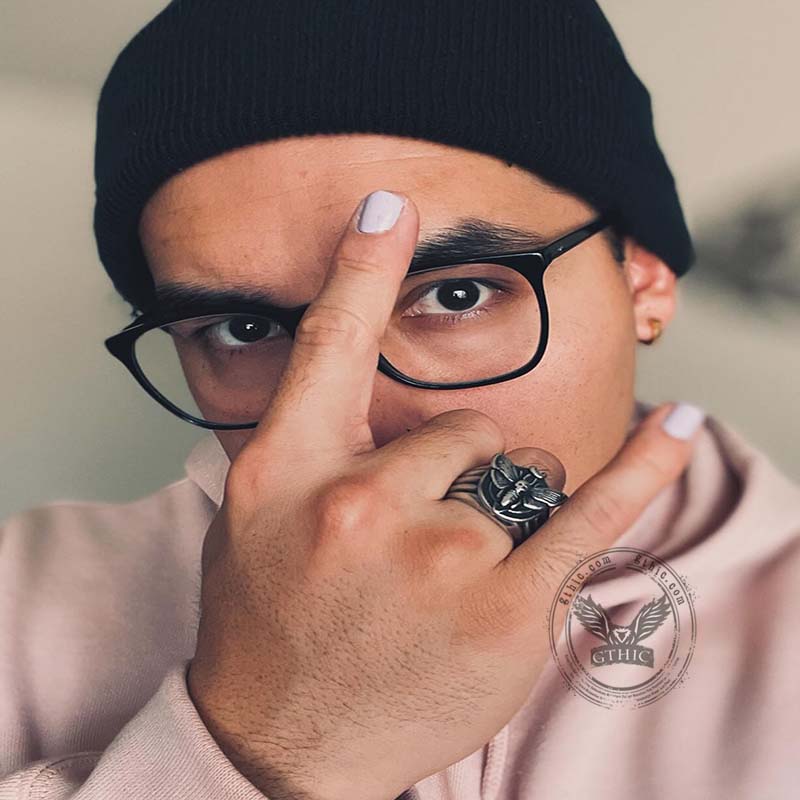Skull Moth Butterfly Stainless Steel Ring