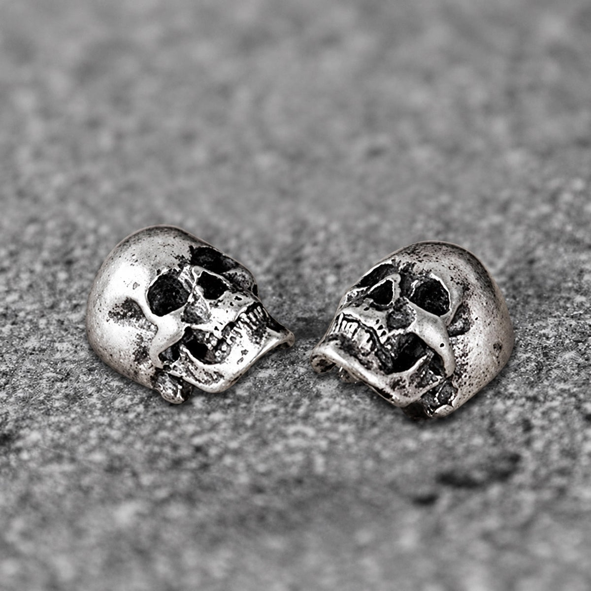 Skull Stud Earrings in Sterling Silver