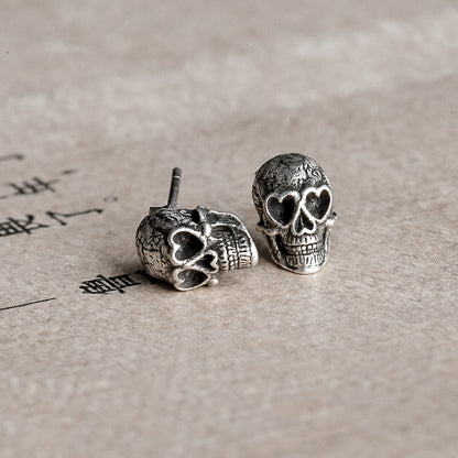 Skull Stud Earrings in Sterling Silver