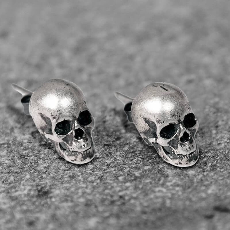 Skull Stud Earrings in Sterling Silver