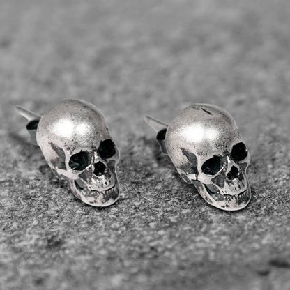 Skull Stud Earrings in Sterling Silver