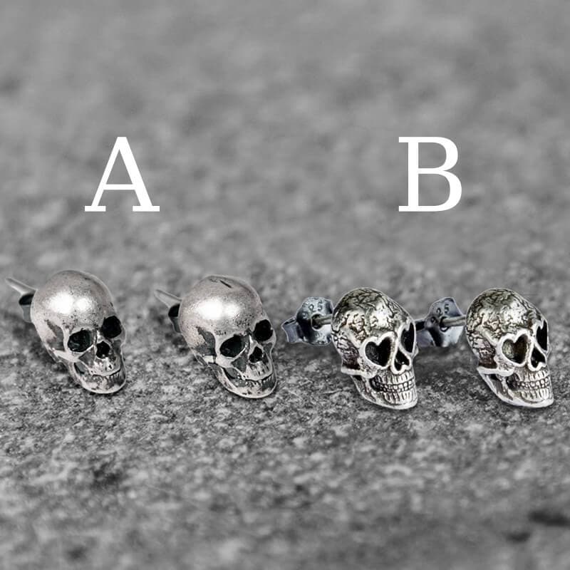 Skull Stud Earrings in Sterling Silver