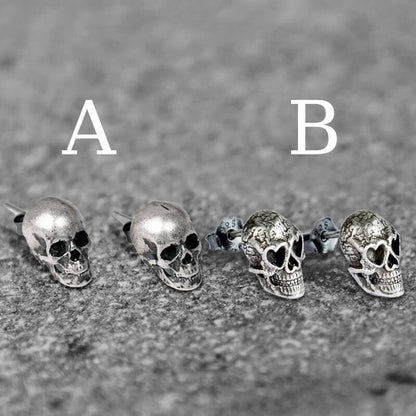 Skull Stud Earrings in Sterling Silver