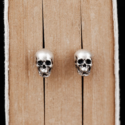 Skull Stud Earrings in Sterling Silver