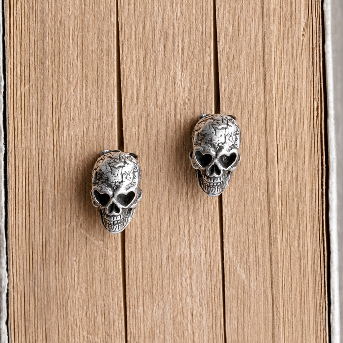 Skull Stud Earrings in Sterling Silver