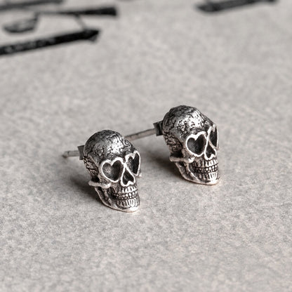 Skull Stud Earrings in Sterling Silver