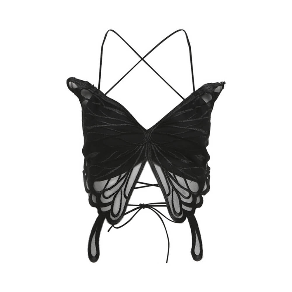 Slim Fit Sexy Lace-Up Backless Butterfly Strappy Vest