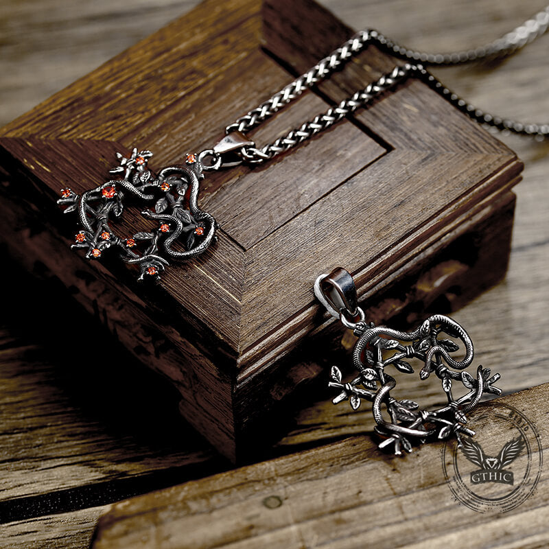 Snake Entwined Star Pendant in Stainless Steel