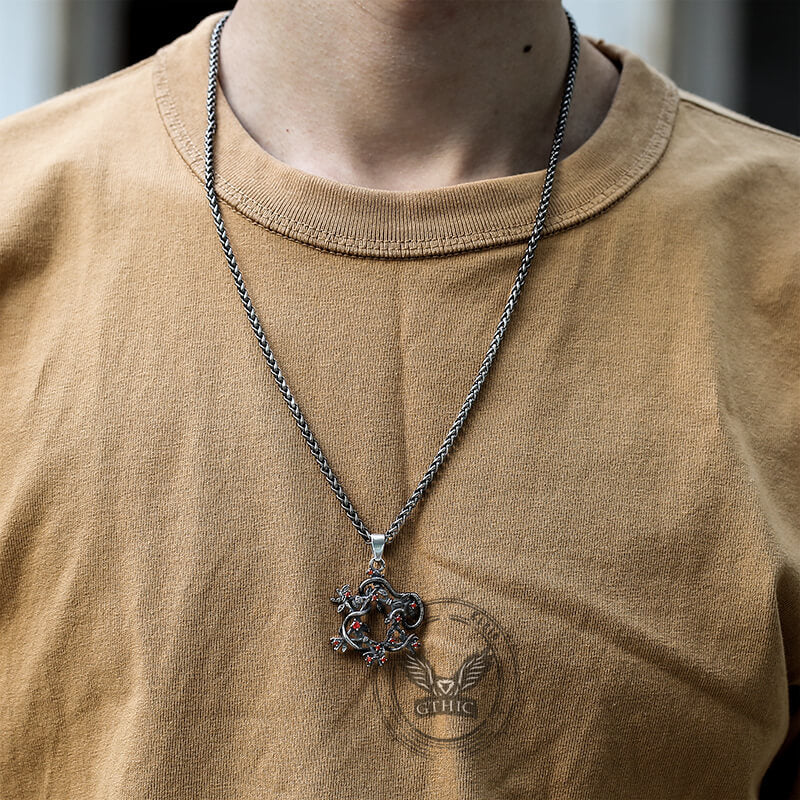 Snake Entwined Star Pendant in Stainless Steel