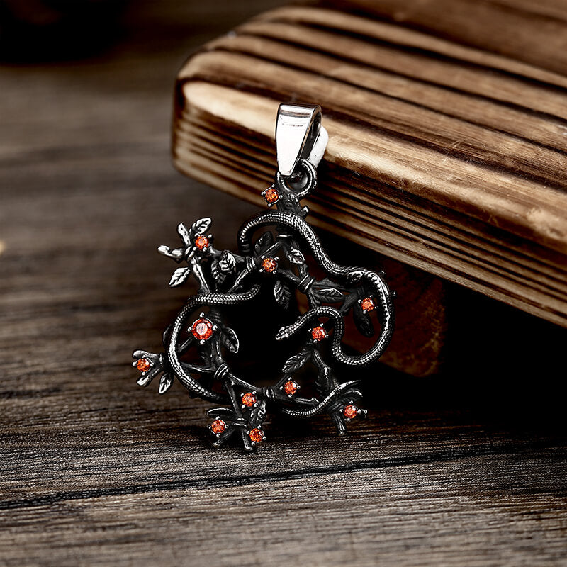 Snake Entwined Star Pendant in Stainless Steel