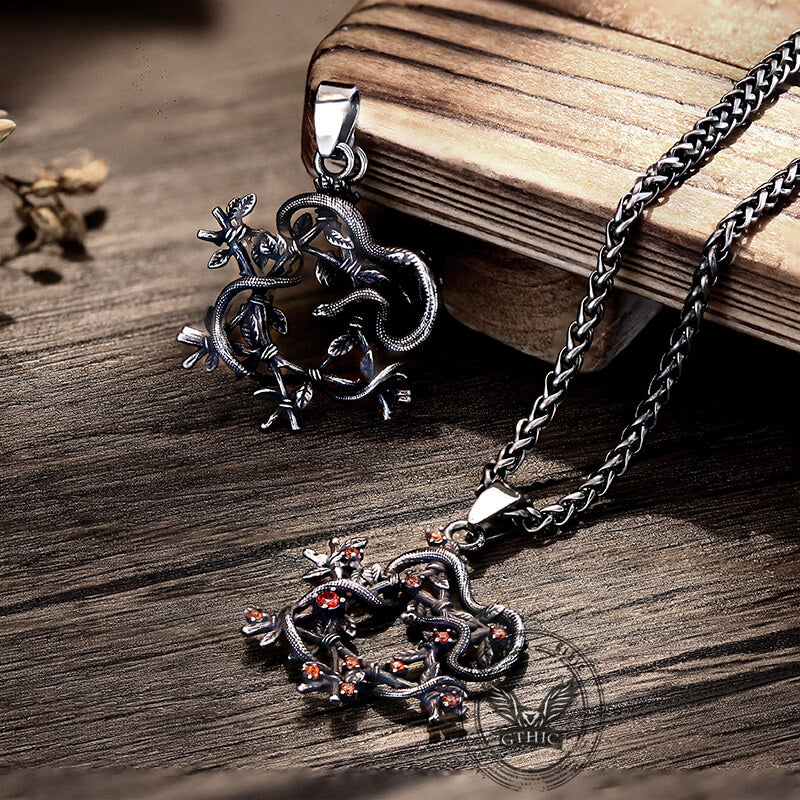 Snake Entwined Star Pendant in Stainless Steel