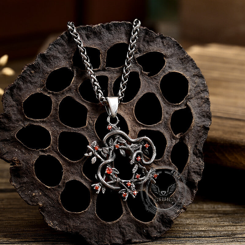 Snake Entwined Star Pendant in Stainless Steel