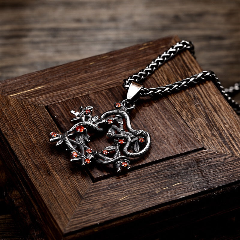 Snake Entwined Star Pendant in Stainless Steel