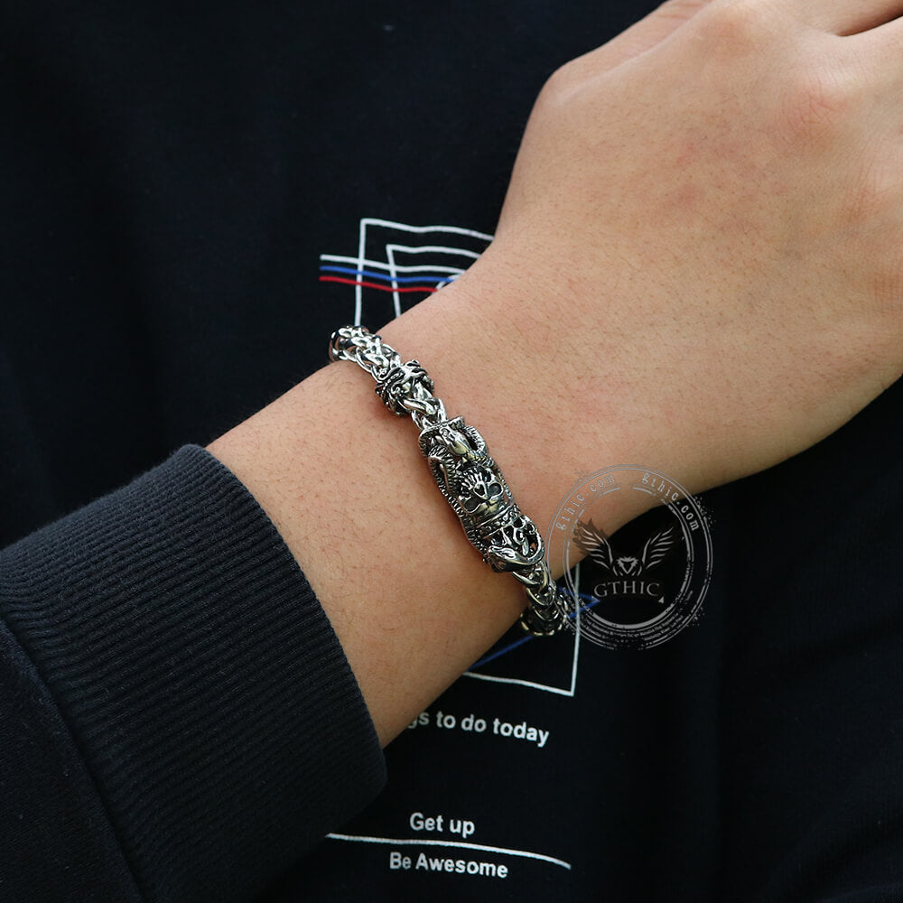 Snake Punk Skull Bracelet in Stainless Steel
