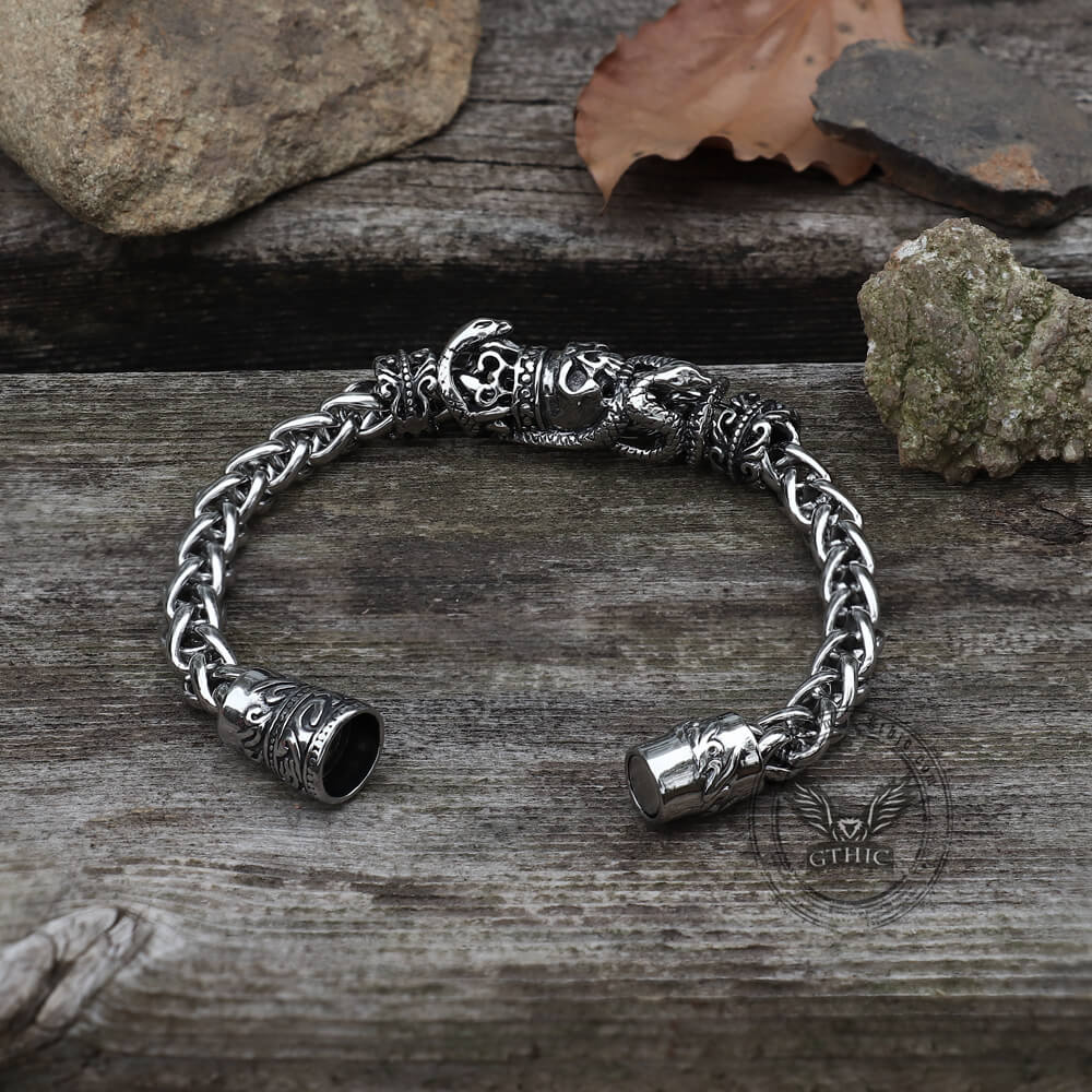 Snake Punk Skull Bracelet in Stainless Steel