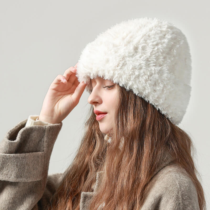 Solid Color Fluffy Beanie Hat