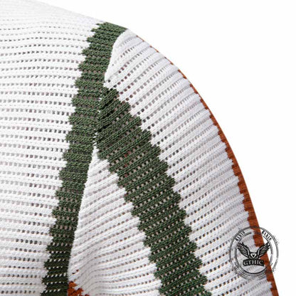 Fashion Vertical Striped Hollow Knitted Polo Shirt