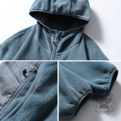 Solid Color Loose Turtleneck Windproof Fleece Hoodie Coat