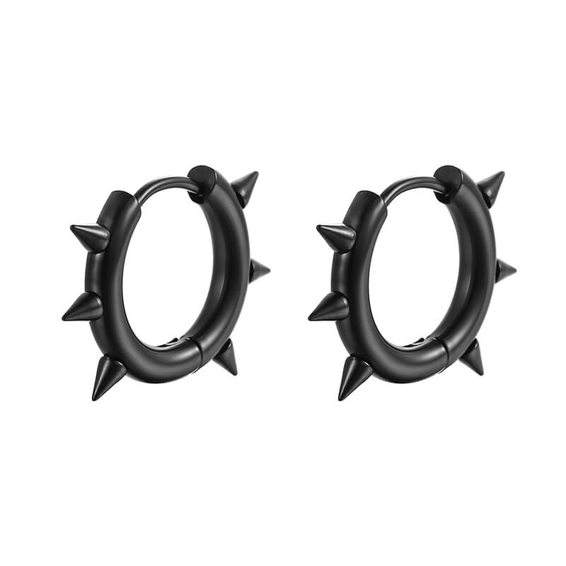 Solid Color Spike Stainless Steel Huggie Earrings