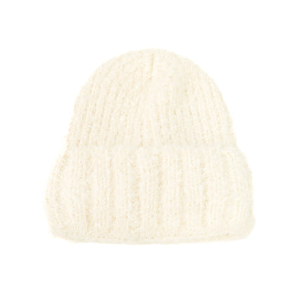 Solid Color Wool-Blend Chunky Knitted Beanie Hat