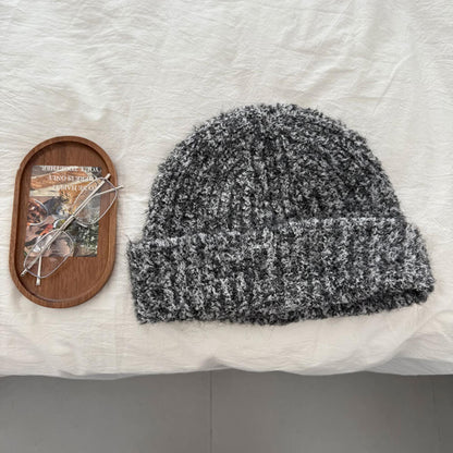Solid Color Wool-Blend Chunky Knitted Beanie Hat